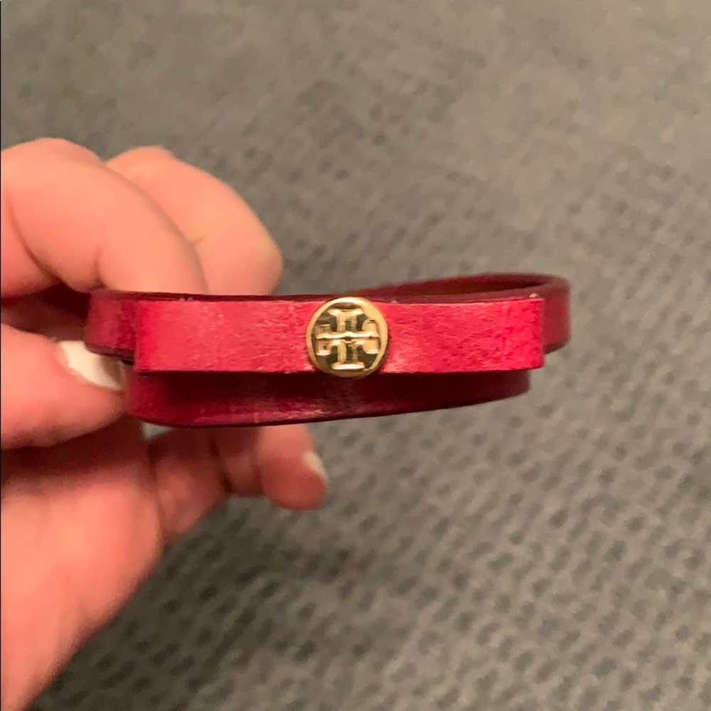 Tory Burch leather wrap bracelet.